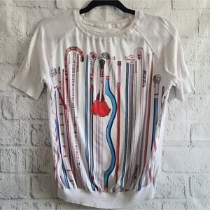 Y2K Cute Art Paint Brush Unique Design Sweater Blouse Small